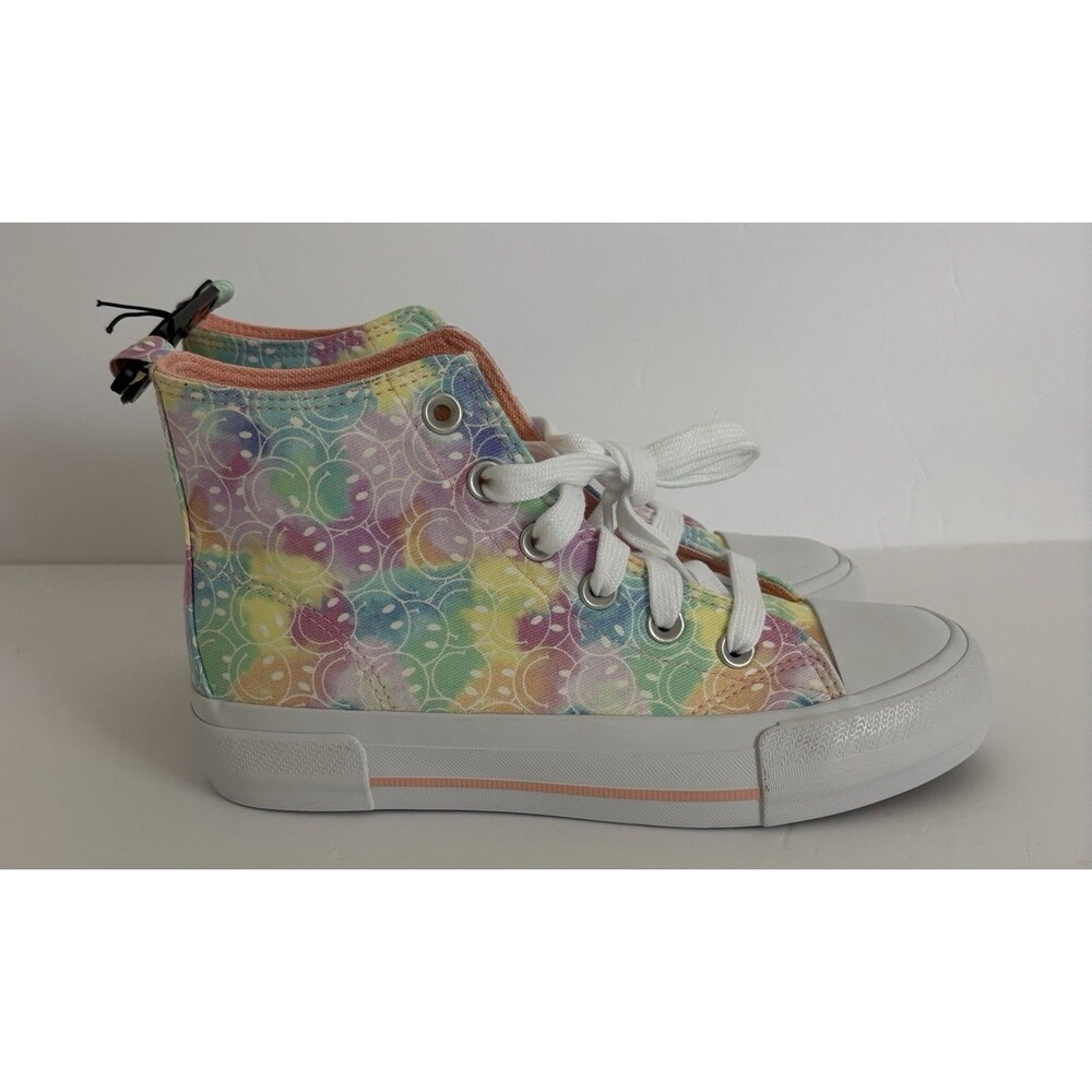 NWT New Wonder Nation Size 5 High Top Sneakers Smiley Faces Pastel Memory Foam